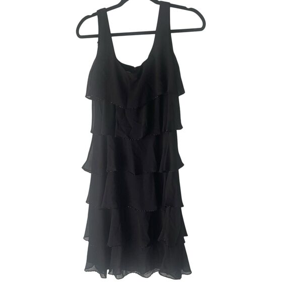 Patra Vintage 90s Women's Size‎ 10 Black Ruffle Sequin Whymsigoth Mini Dress - Picture 1 of 11